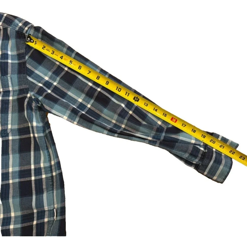 The North Face Shirt Men's Medium Blue Flannel Plaid Long Sleeve Button Front